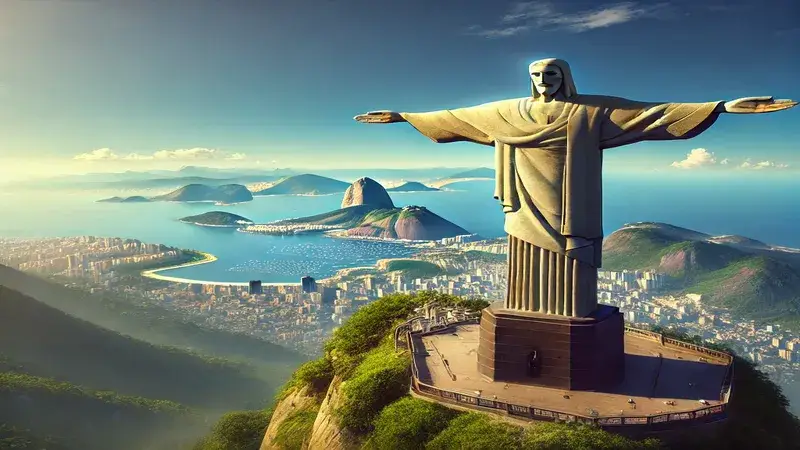 Imagen del Cristo Redentor con vista panorámica de Río de Janeiro.